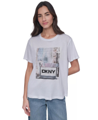 Футболка DKNY со стразами 1159847576 (Белый S)