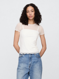 Сітчаста напівпрозора футболка GAP 1159848213 (Молочний S)