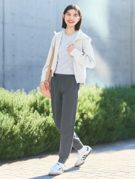 Эластичная футболка UNIQLO в полоску 1159849036 (Белый/Серый S)