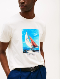 Чоловічі футболки Tommy Hilfiger з принтом 1159850032 (Молочний XL)