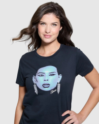 Женская футболка GUESS с принтом и стразами 1159850155 (Синий M)