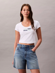 Женская футболка Calvin Klein с бархатным логотипом 1159850182 (Белый XS)