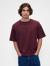 Футболка чоловіча GAP з контрастними рядками 1159850828 (Бордовий M)