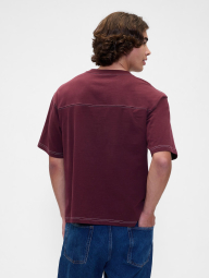 Футболка чоловіча GAP з контрастними рядками 1159850828 (Бордовий M)