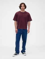 Футболка чоловіча GAP з контрастними рядками 1159850828 (Бордовий M)