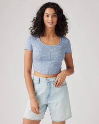 Женская укороченная футболка Levi's с принтом 1159850852 (Голубой M)