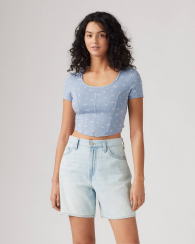 Женская укороченная футболка Levi's с принтом 1159850852 (Голубой M)