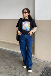 Футболка с принтом Labubu POP MART UT UNIQLO 1159851116 (Черный L)