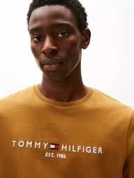 Чоловіча еластична футболка Tommy Hilfiger з логотипом та назвою бренду 1159851217 (Коричневий L)