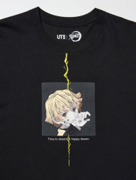 Футболка Demon Slayer: Kimetsu no Yaiba UNIQLO с принтом Zenitsu 1159851361 (Черный S)