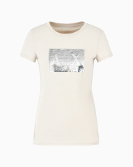 Жіноча футболка Armani Exchange з логотипом з паєток 1159851410 (Бежевий XXL)
