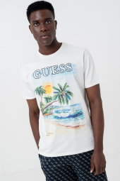 Мужская футболка Guess с принтом и вышивкой 1159851619 (Белый L)