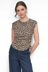 Футболка DKNY со сборками 1159852014 (Леопардовый XS)