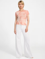 Женская футболка GUESS с принтом и стразами 1159852654 (Оранжевый XL)