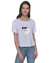 Женская футболка с принтом Karl Lagerfeld Paris со стразами 1159853385 (Белый XL)