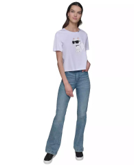 Женская футболка с принтом Karl Lagerfeld Paris со стразами 1159853385 (Белый XL)