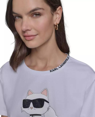 Женская футболка с принтом Karl Lagerfeld Paris со стразами 1159853385 (Белый XL)