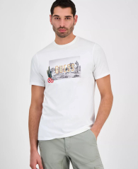 Мужская футболка Guess с принтом и вышивкой 1159854513 (Белый S)