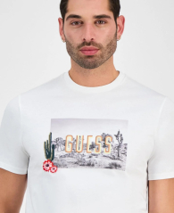 Мужская футболка Guess с принтом и вышивкой 1159854514 (Белый M)
