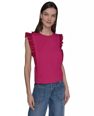 Женская футболка Karl Lagerfeld Paris с рукавами-крылышками 1159854946 (Розовый XL)