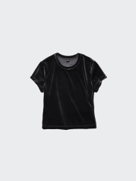 Велюровая укороченная футболка UNIQLO 1159855554 (Черный M)