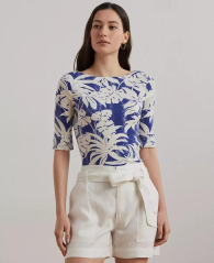 Женская футболка Ralph Lauren с принтом 1159856089 (Синий/Белый M)