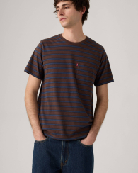 Футболка мужская в полоску Levi's с нагрудным карманом 1159857290 (Коричневый/Синий M)