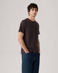 Футболка мужская в полоску Levi's с нагрудным карманом 1159857290 (Коричневый/Синий M)