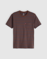 Футболка мужская в полоску Levi's с нагрудным карманом 1159857292 (Коричневый/Синий XL)