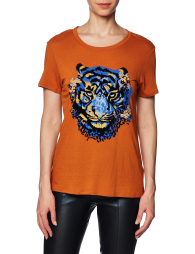 Женская футболка GUESS с принтом и стразами 1159857507 (Коричневый S)