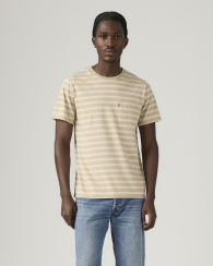 Футболка мужская в полоску Levi's с нагрудным карманом 1159858512 (Бежевый M)