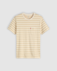 Футболка мужская в полоску Levi's с нагрудным карманом 1159858512 (Бежевый M)