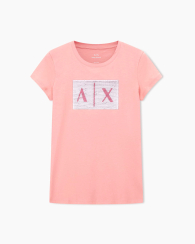 Жіноча футболка Armani Exchange з логотипом з паєток 1159859684 (рожевий S)