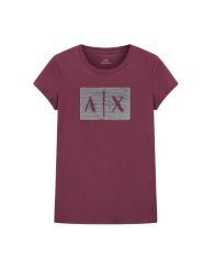 Женская футболка Armani Exchange с логотипом из пайеток 1159861212 (Бордовый XXL)