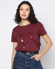 Жіноча футболка з логотипом Armani Exchange 1159862218 (Бордовий XS)
