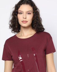 Жіноча футболка з логотипом Armani Exchange 1159862218 (Бордовий XS)
