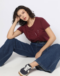 Жіноча футболка з логотипом Armani Exchange 1159862218 (Бордовий XS)