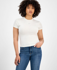 Вязаная футболка GUESS со стразами 1159862910 (Молочный M)