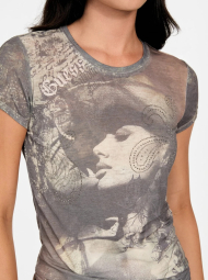 Женская футболка GUESS с принтом и стразами 1159862913 (Коричневый L)