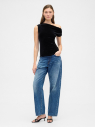Женская асимметричная футболка GAP 1159863123 (Черный XXL)