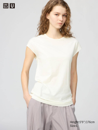 Однотонная футболка UNIQLO с короткими рукавами 1159863291 (Молочный M)