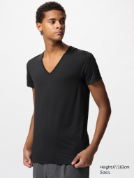 Футболка AIRism с V-образным вырезом UNIQLO 1159863350 (Черный XXL)