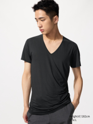 Футболка AIRism с V-образным вырезом UNIQLO 1159863350 (Черный XXL)