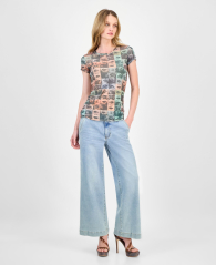 Женская футболка GUESS с принтом и стразами 1159864145 (Разные цвета S)