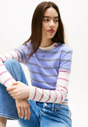 Футболка в рубчик Tommy Hilfiger в полоску 1159864661 (Голубой XL)
