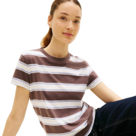 Женская футболка Tommy Hilfiger в полоску 1159864773 (Белый/Коричневый XS)