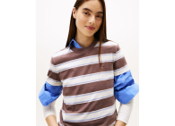 Женская футболка Tommy Hilfiger в полоску 1159864773 (Белый/Коричневый XS)