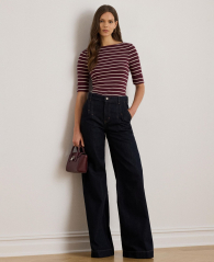 Женская футболка Ralph Lauren в полоску 1159864872 (Бордовый XL)