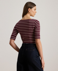 Женская футболка Ralph Lauren в полоску 1159864872 (Бордовый XL)