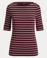 Женская футболка Ralph Lauren в полоску 1159864872 (Бордовый XL)